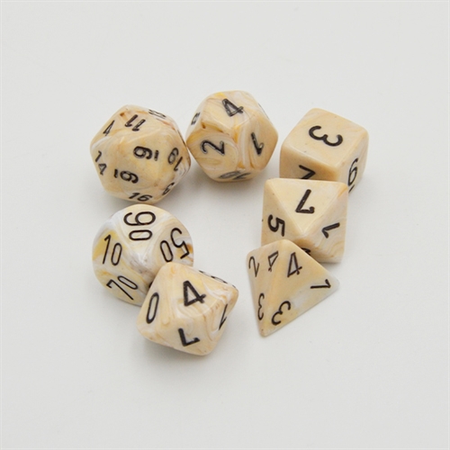 Marble Ivory and Black Dice Set - Rollepilsterninger - Chessex